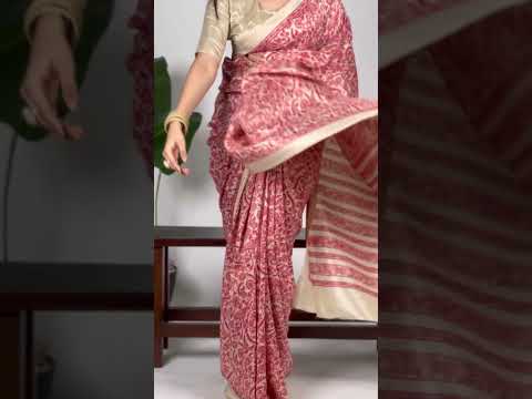 Printed Tasar Silk Saree with Matching Unstitched Blouse