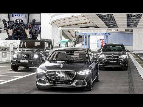 Mafia Convoy Mercedes Maybach & G-Class & BMW X5 & M5 - Assetto Corsa | Steering Wheel Gameplay