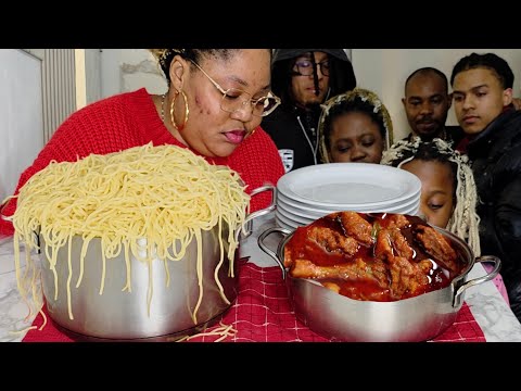Dish dinner with me for my family of 8 | Spaghetti and Chicken stew