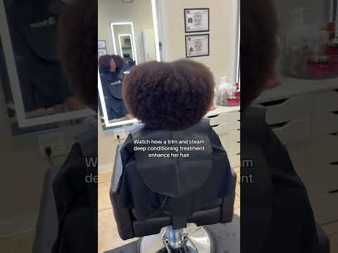 Watch how a trim and steam deep conditioning treatment enhance her hair✨