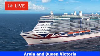 SHIPS TV - Queen Victora & Arvia Cruise Departing Port of Southampton (LIVE)