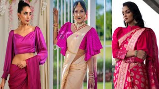 Fuchsia Colour Blouse Designs New Models||Fuchsia Blouse Designs Back Side||Fuchsia Blouse Designs