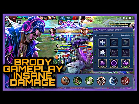 Brody game play solo rank insane damage | brody item and emblem#MLBB #BRODYML #brodytopglobal
