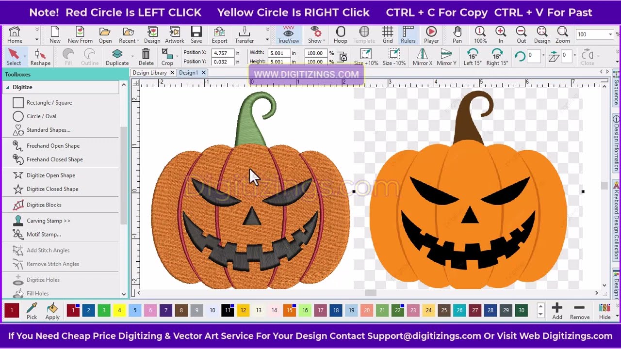 🎃 Halloween Design Digitizing | Easy Digitizing Episode 8 🧵 | HD Tutorial 🎃👻