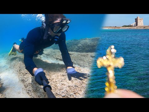 Diving the "Relitto delle Colonne" (Roman Shipwreck), cave scam, found gold and a salt field