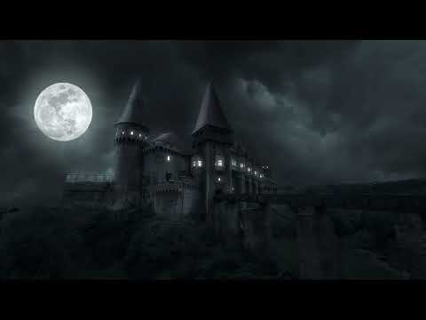 Haunted Castle Ambience (4K) | spooky sounds with distant thunder
