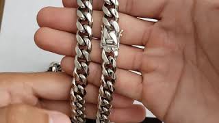 Solid Miami Cuban Link Chain Real 925 Sterling Silver