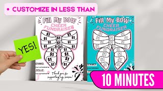 Editable FILL MY BOW Cheer Fundraiser Personalized Printable - Edit In Canva Easy Template.