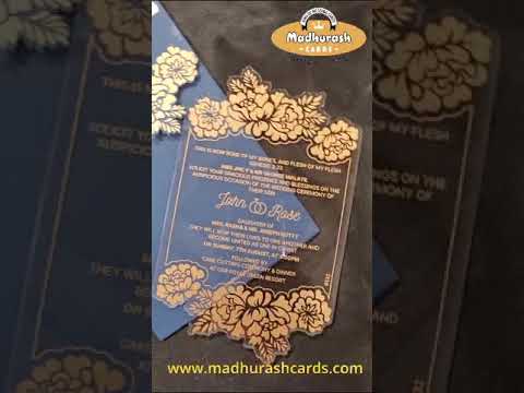 Portrait gold awi-9132 luxury clear acrylic wedding card wit...