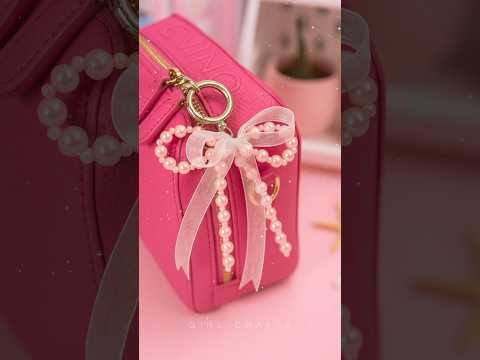Diy ~ Aesthetic Pearl Bow Keychain 🎀 #craft #diy