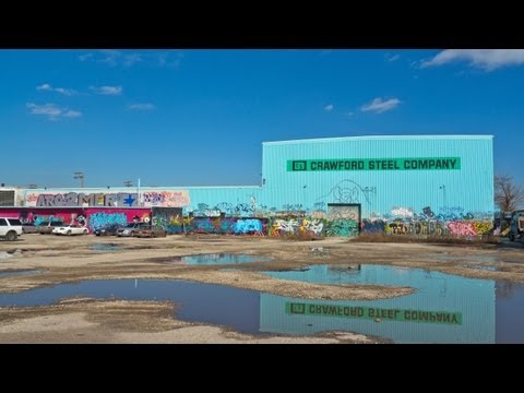 Crawford Steel, engorged in graffiti in Brighton Park