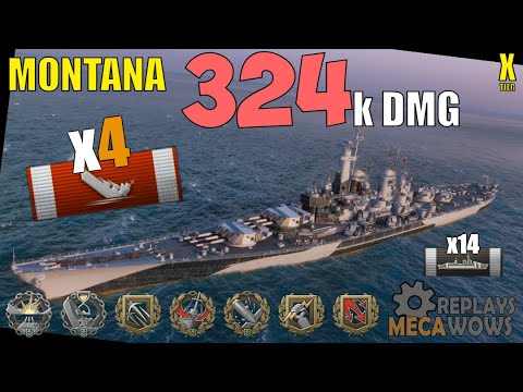 Montana 4 Kills & 324k Damage | World of Warships Gameplay