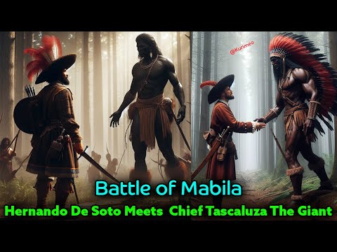 The "Giant" Chief Tascaluza (Black Warrior) Meets Hernando De Soto / Battle Of Mabila