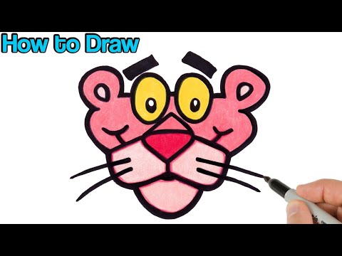 How to Draw Pink Panther | Cartoon Drawing Tutorial