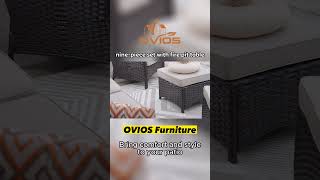 Ovios Patio Conversation Set 5-Piece with Cushions Kenard Curved Handrest