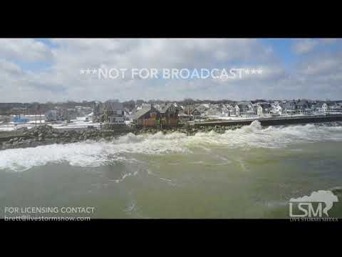 3-14-2018 Marshfield, Ma Brant Rock Segment of seawall destroyed by nor'easters homes damaged drone