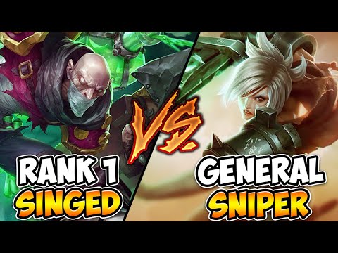 RANK 1 SINGED VS. GENERAL SNIPER RIVEN IS THE ULTIMATE MATCH UP - League of Legends
