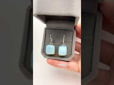 Подарок девушке Серьги серебро с Лунным камнем природной формы в Подарочной коробочке - фото 2 - id-p2542029209