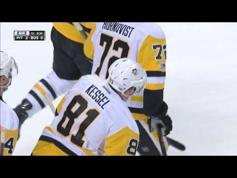 Kessel scores on wide open net after some pretty passing by Penguins