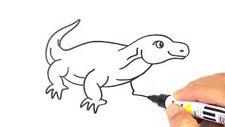 How to DRAW KOMODO DRAGON easy step by step drawing wild animals