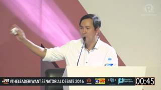 #TheLeaderIWant Senatorial Debate: Petilla's closing remarks