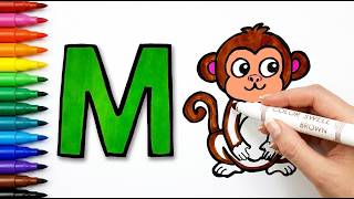 Easy Alphabet Letter M Drawing and Coloring for Kids | Step by Step Toddler Art Tutorial