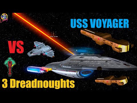 USS Voyager VS 3 Cardassian Dreadnoughts - Both Ways - Star Trek Starship Battles