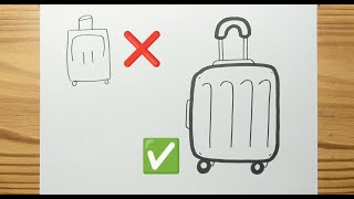 How to draw A TRAVEL SUITCASE EASY Step by step