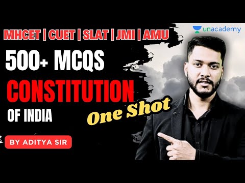 MHCET 2024 | 500 MCQ's from Constitution of India | one shot | CUET LLB | MHCET | SLAT | JMI | AMU
