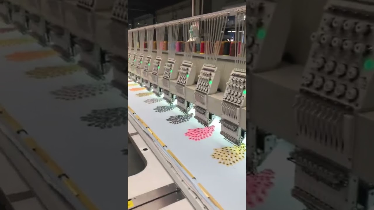 Richpeace 18 heads 9 color flat embroidery machine China garment machinery