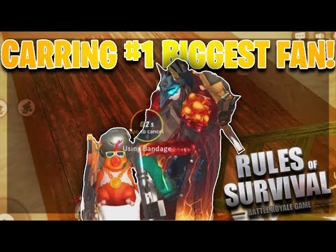 CARRYING MY #1 BIGGEST FAN AGAINST PRO PLAYERS IN CUSTOMS GAMES! Rules Of Survival (Full Gameplay)