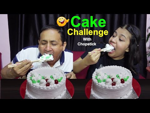 Cake Eating Challenge with Chopsticks 🥢@BudaBudiVlogs