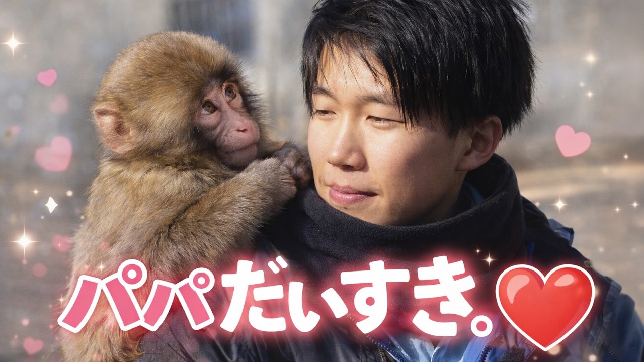 大好きな飼育員に…全力でしがみつくパンチが可愛すぎた❤️