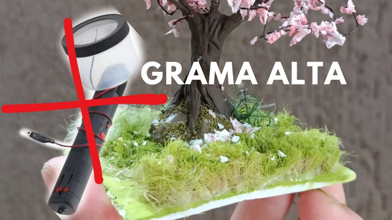 Como fazer grama alta sem aplicador de grama estática/ faça efeito grama em outro nível de perfeição