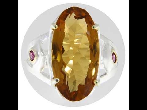Inel Argint 925 Accente Aurite Citrin Rodolit Naturale - Rafinament Handmade