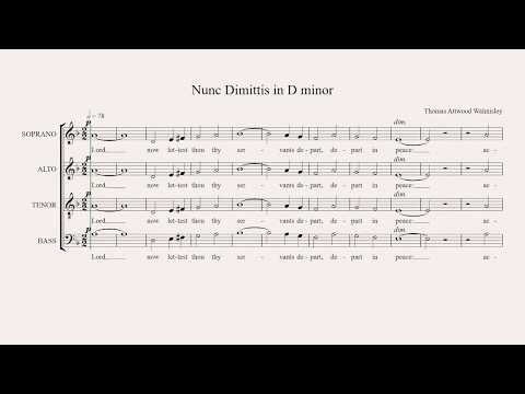Walmisley Nunc Dimittis in D minor - full choral parts