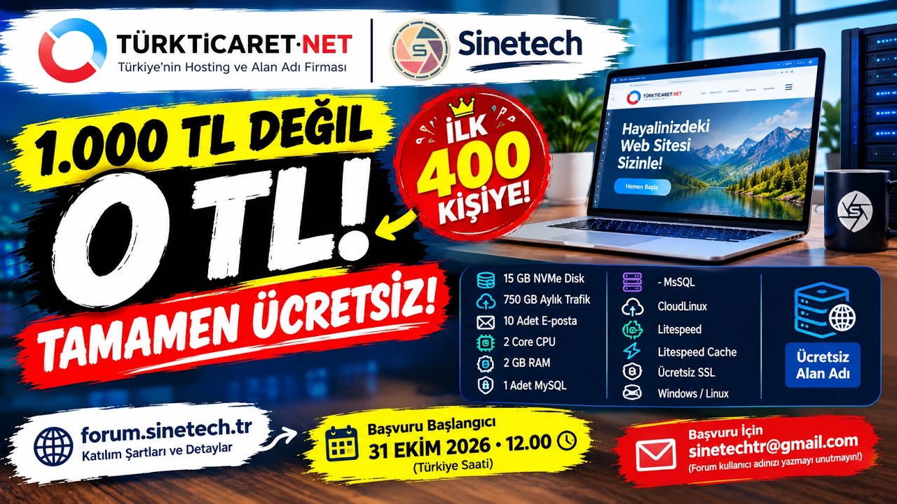 1000 TL Yerine 0 TL! TürkTicaret.Net'ten Sinetech'e Özel Dev Kampanya
