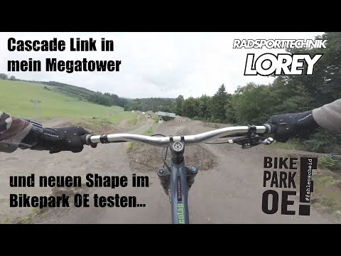 Cascade 180mm Umbau Santa Megatower V1 und ich teste neue Sachen/Shape im Bikepark OE großes Roadgap