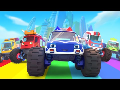 Five Monster Trucks Go on a Mission | Vehicles Song | Kids Songs | BabyBus - Cars World