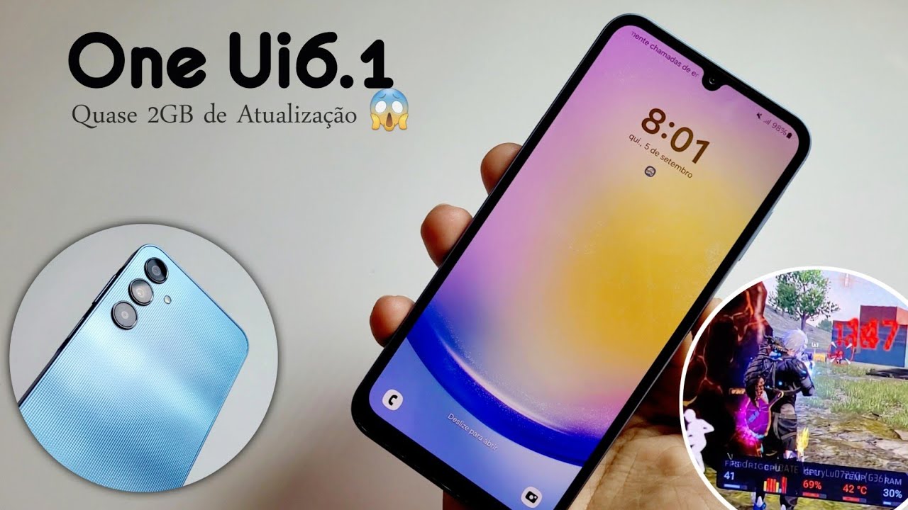 🌟Galaxy A25 5G ATUALIZAÇÃO One Ui 6.1 veja o desempenho: Free Fire Emuladores