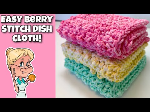EASY CROCHET Berry Stitch Dishcloth Tutorial -  #MakeitPremier