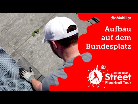 Aufbau Mobiliar Street Floorball Tour Bundesplatz Bern