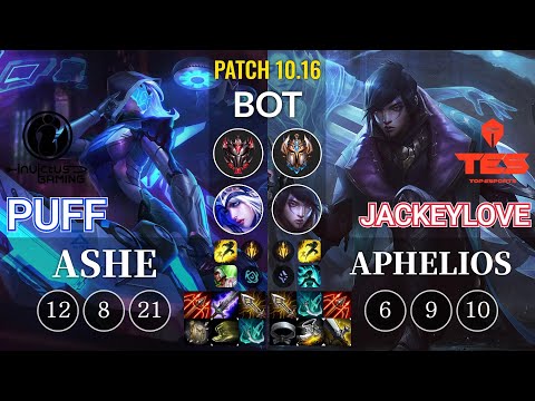 IG Puff Ashe vs TES JackeyLove Aphelios Bot - KR Patch 10.16