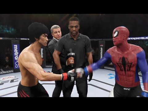 Bruce Lee vs. Spider-man (EA Sports UFC 2) - CPU vs. CPU - Crazy UFC 👊🤪