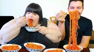 Extreme Spicy Noodle Challenge With Hungry Fat Chick