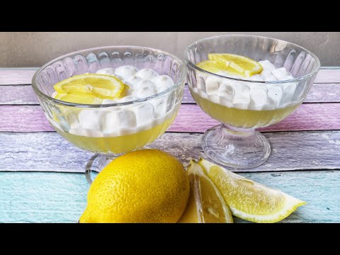 Лимонное желе со взбитыми сливками. Рецепт 1993 года.