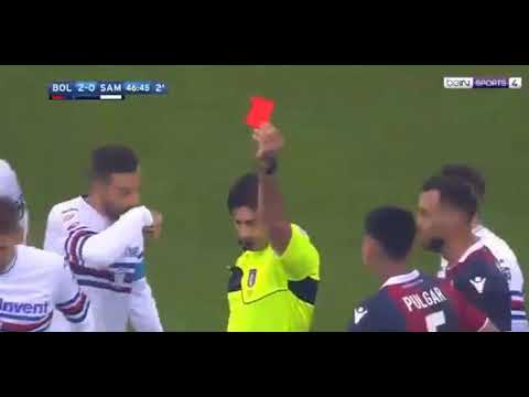 Bologna-Sampdoria 3-0, ARBITRO COLPISCE QUAGLIARELLA MENTRE ESPELLE TOROSIDIS