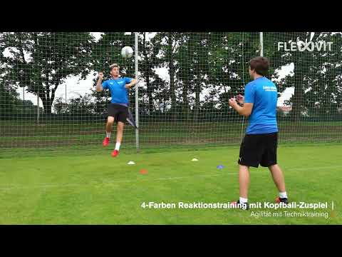 4 Farben Reaktionstraining mit Kopfball Zuspiel   Athletiktraining für Fußballer   FLEXVIT