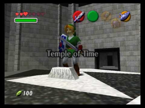 Temple of Time - Link pulling out the sword and putting it back