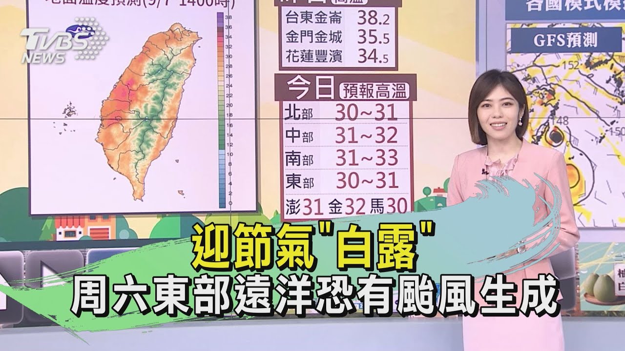 迎節氣「白露」 周六東部遠洋恐有颱風生成